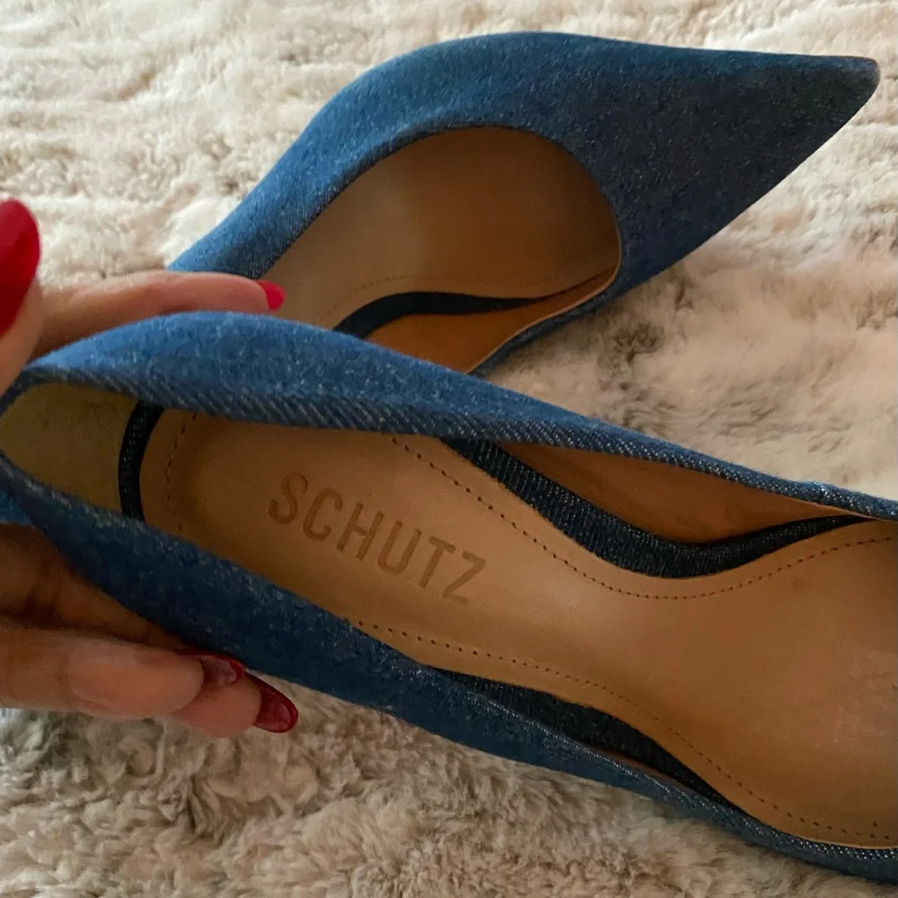 Schutz Blue Denim Heels - Picture 4 of 6